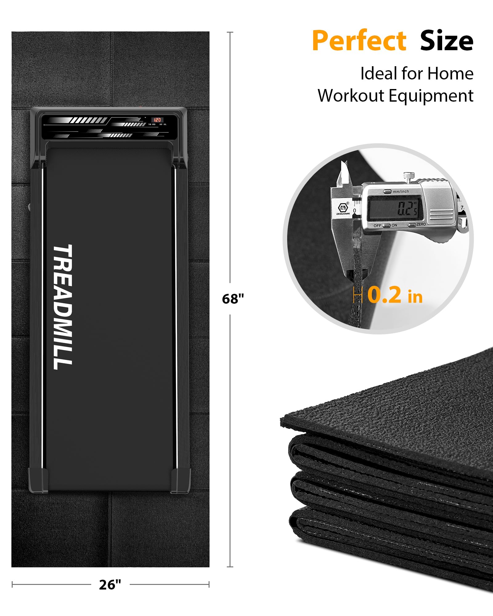 Tapete plegable de goma para caminadora, tapete para bicicleta estática con absorción de golpes, impermeable, antideslizante, para proteger el suelo para gimnasio en casa