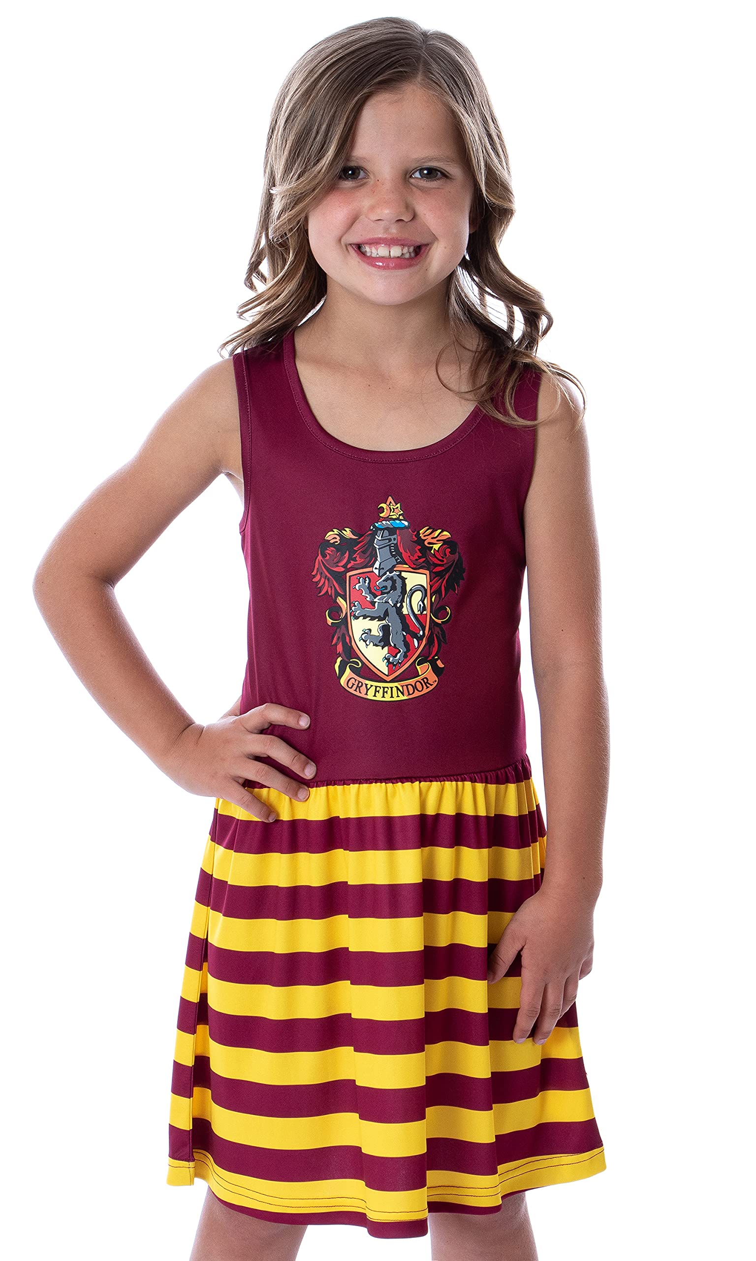 Harry Potter Girls All Houses Crest Logo Tank Stripe Accent Pigiama Camicia da notte