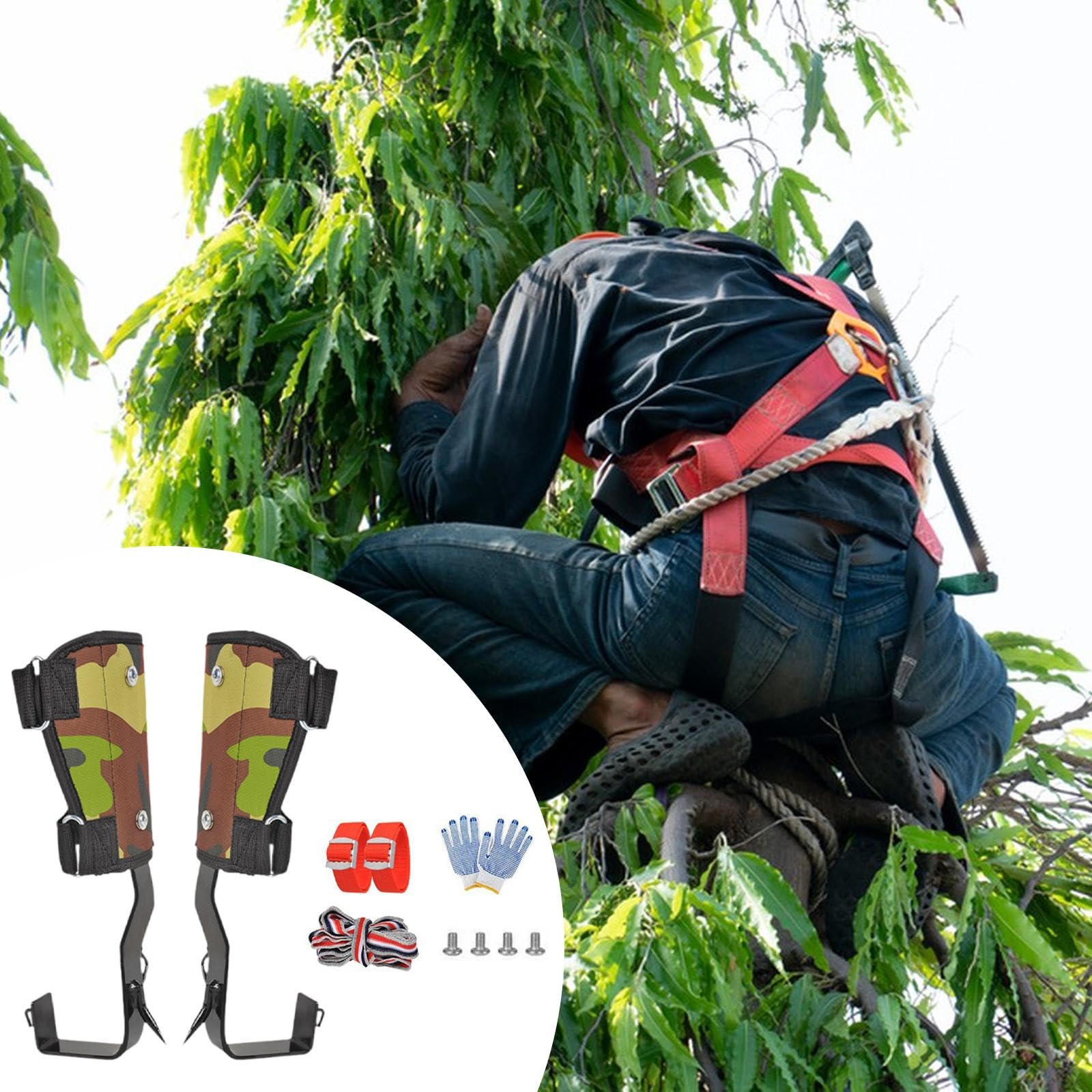 Pointes d'escalade d'arbre Crampons d'Arboriste Griffes d'Élagage en Acier Robuste avec Sangles Réglables