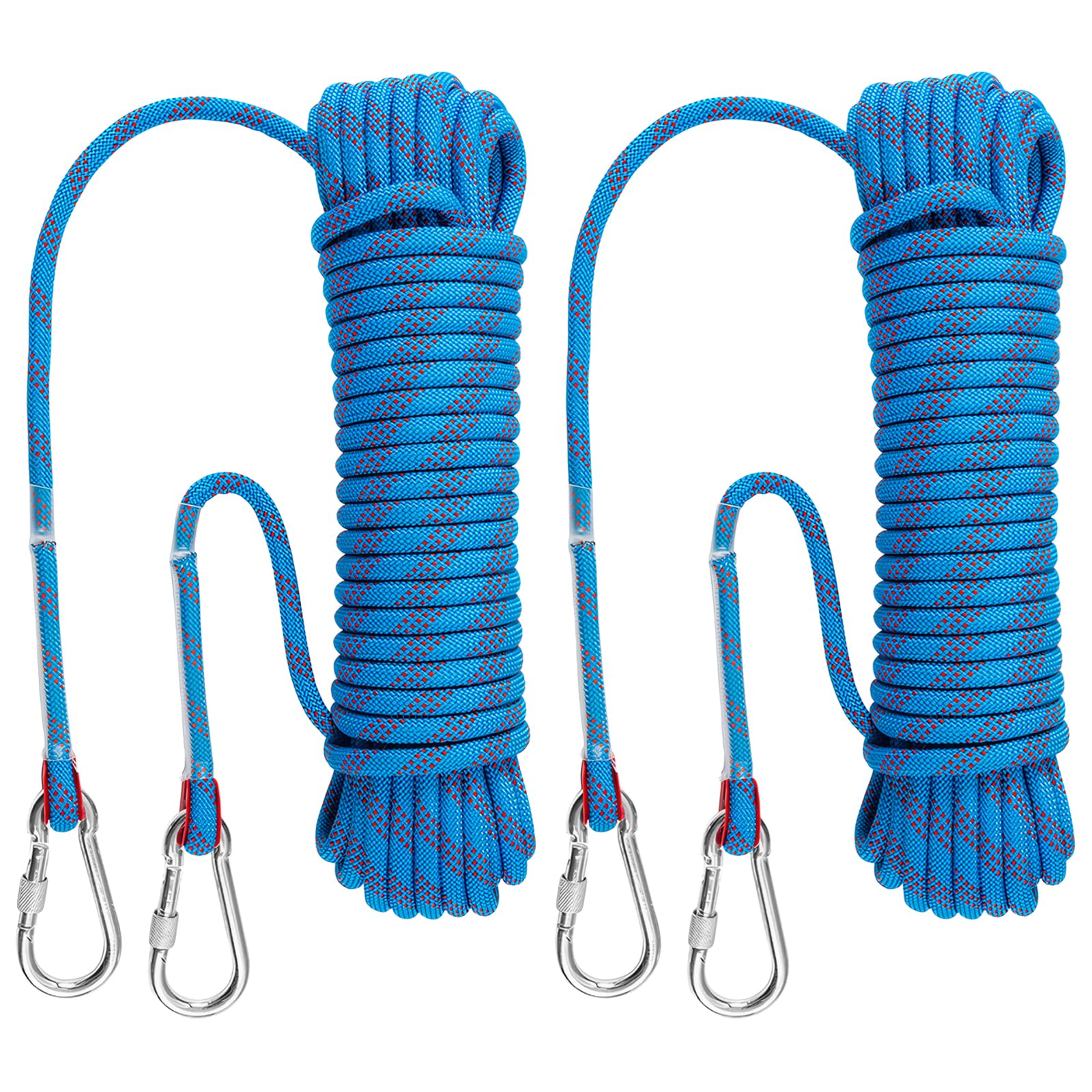 2 rollos de cuerda de tendedero resistente de 20 m con ganchos, núcleo de acero de 10 mm, cuerda de secado de ropa al aire libre, para jardín, balcón, camping