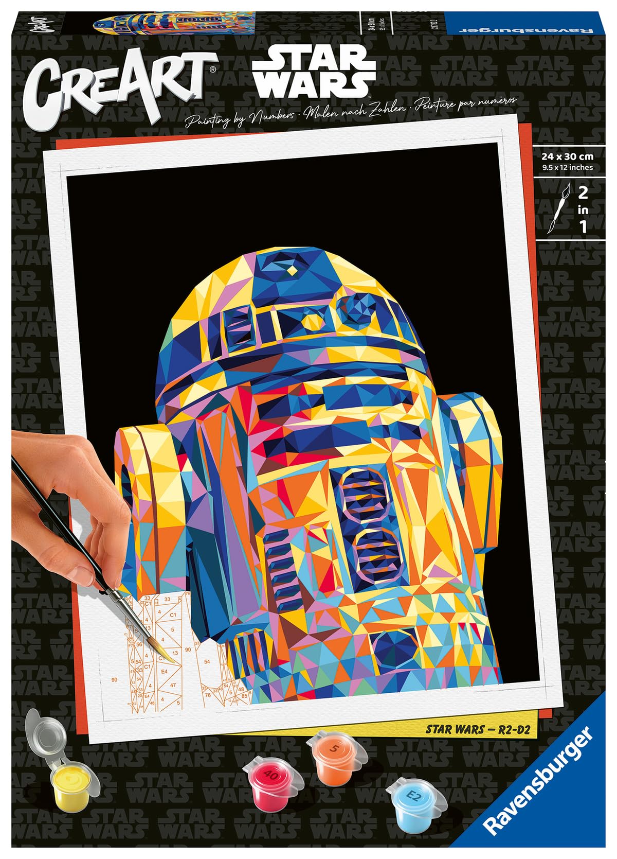 Ravensburger – CreArt 24x30 cm – R2D2 – Star Wars – Loisir créatif – Peinture par numéros – Adulte – Activité détente et créative – Dès 12 Ans – 23730 – Version française