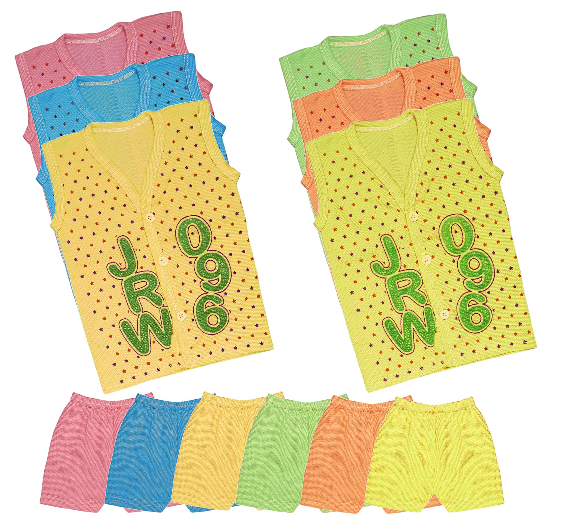 MPT.YOGIMPT.YOGI New-Born Baby Poly Cotton Semi Colors Midi T-Shirt and Shorts Combo Set-D20-3 (3-6 Months)