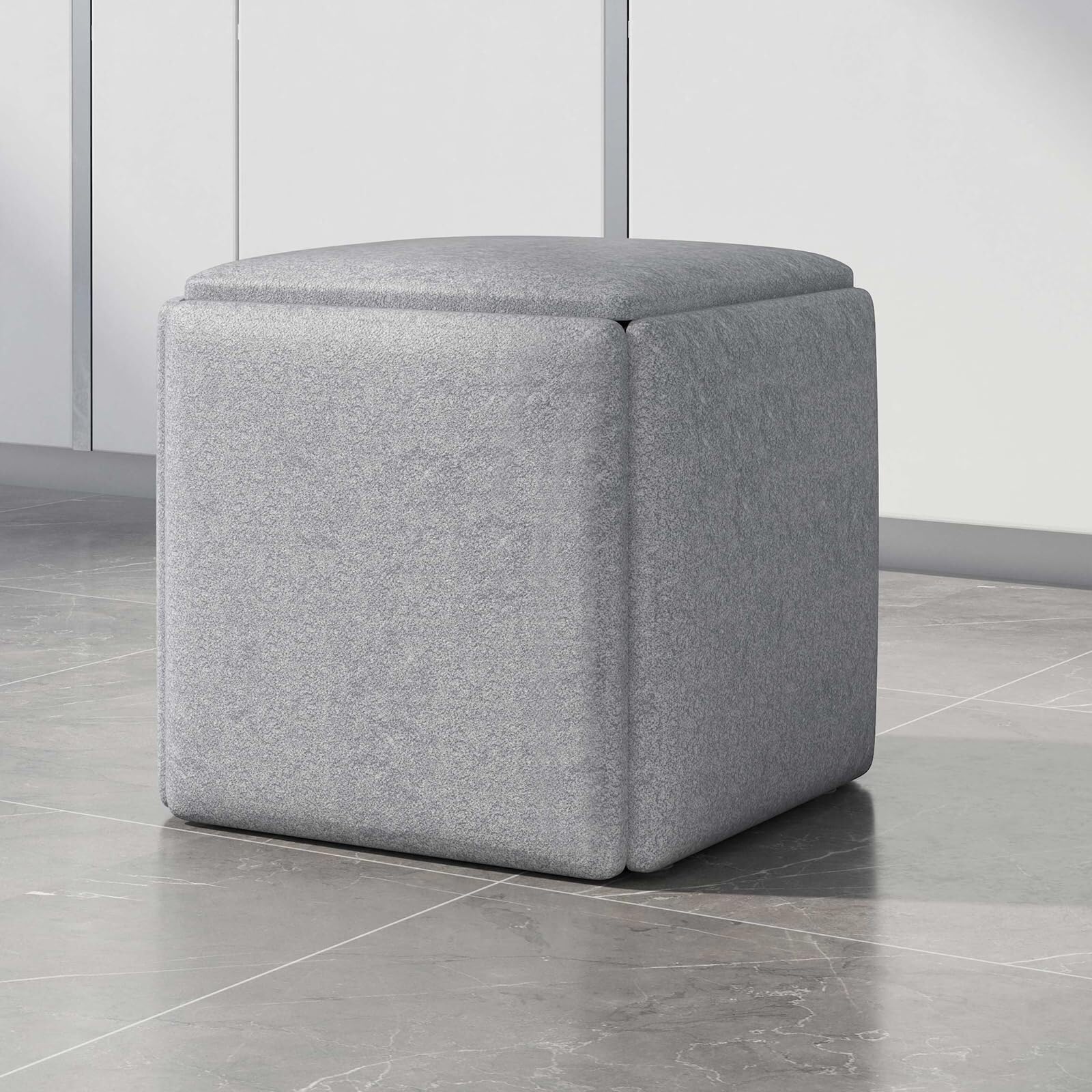 Chaise de canapé empilable en PU : l'élégance du tabouret cube 5 en 1