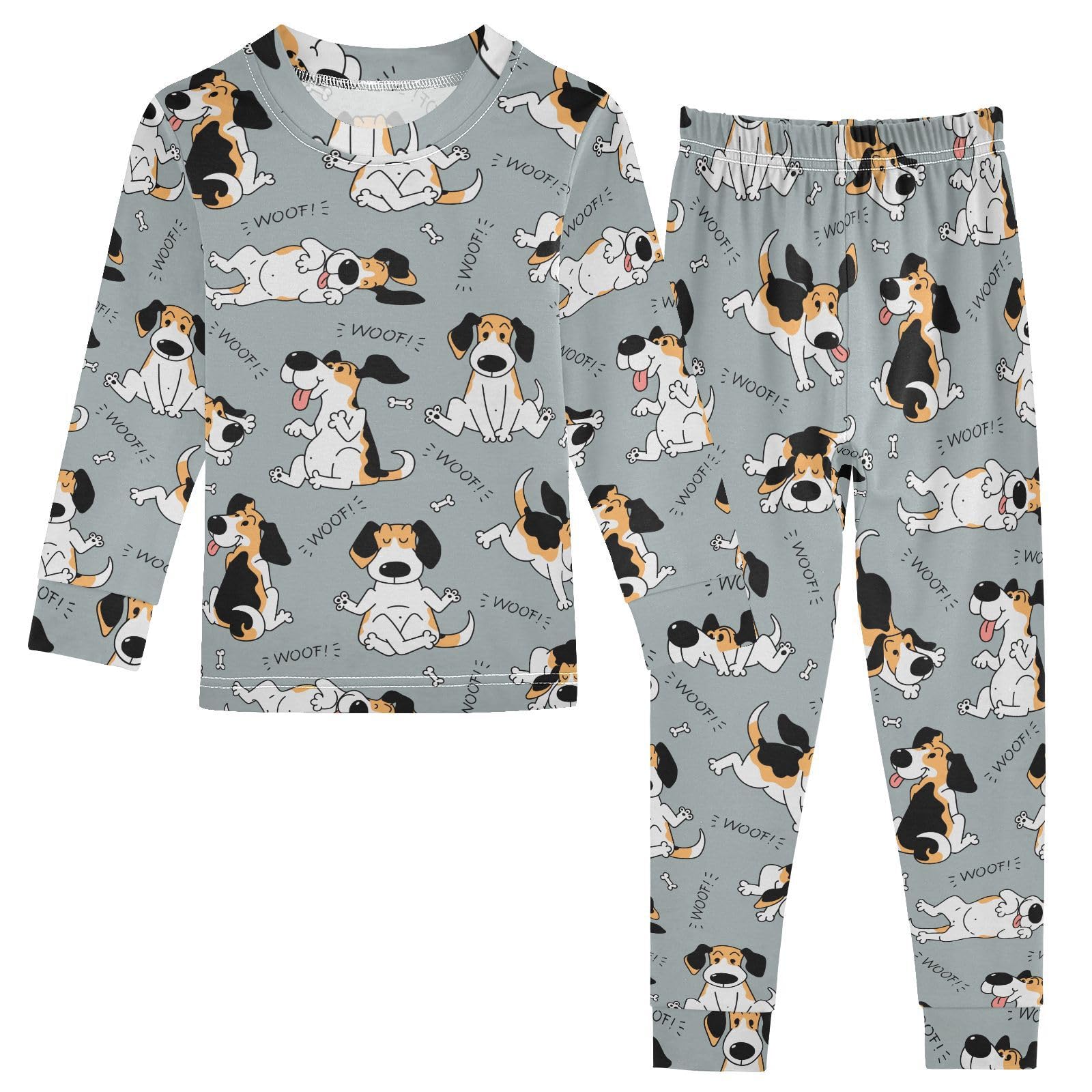 JHKKU Beagle Dog Pajamas Set Cotton 2 Piece Soft Comfy Pjs Long Sleeve Lounge Sleepwear 3T