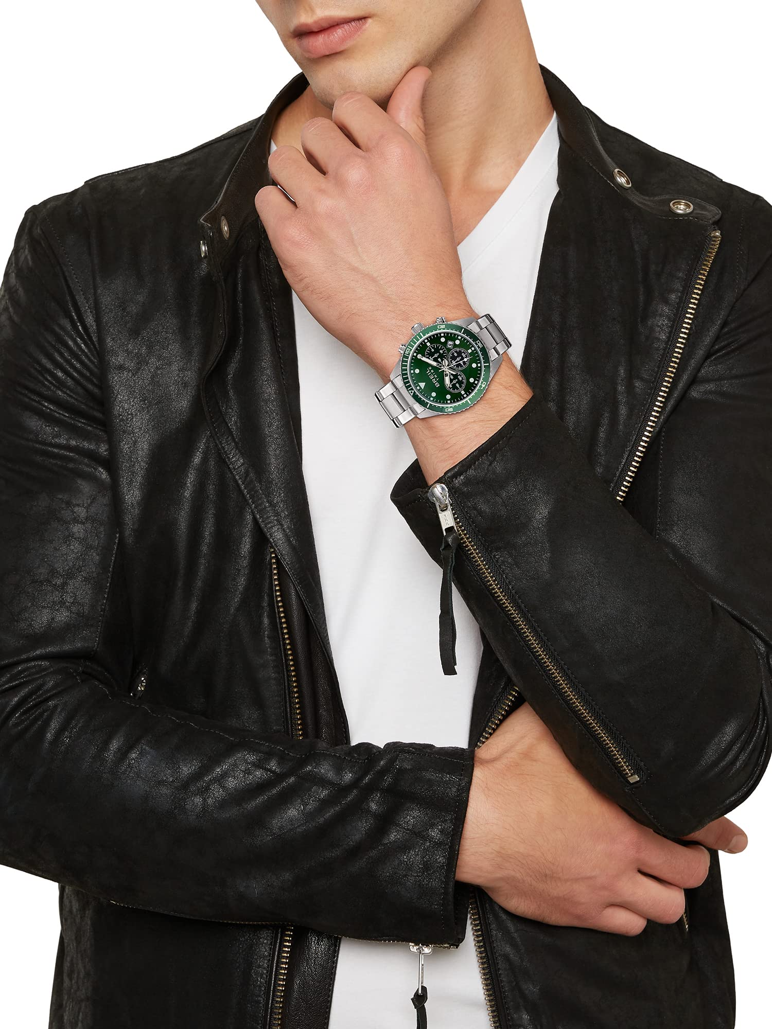 Breil, Collezione Sail, Orologio Uomo, Cronografo in Acciaio Verde, Movimento PE 902, Indici e Sfere con White Luminous, Chiusura con Pulsanti e Fermaglio di Sicurezza, Cassa 42 mm, Silver e Verde