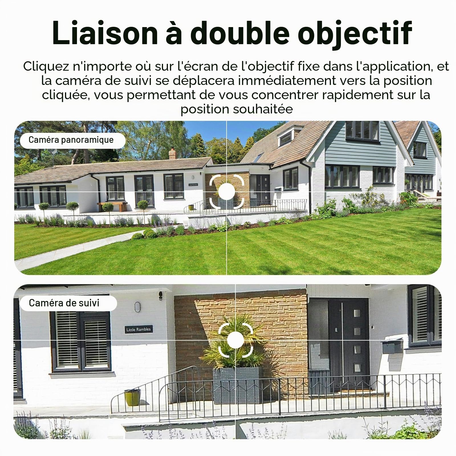EVERSECU Caméra murale étanche à double objectif, vidéo 3K, projecteur 1200 lm, audio bidirectionnel, suivi automatique PTZ, prend en charge ONVIF et RTSP et Alexa, stockage Cloud/SD, caméra de