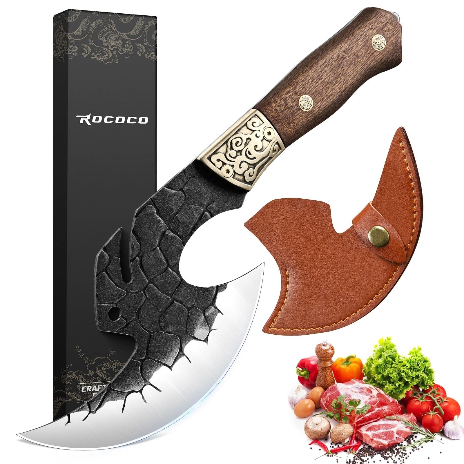 ROCOCO Viking Cleaver Knife Birthday - Full Tang Kitchen Axe Gift Men