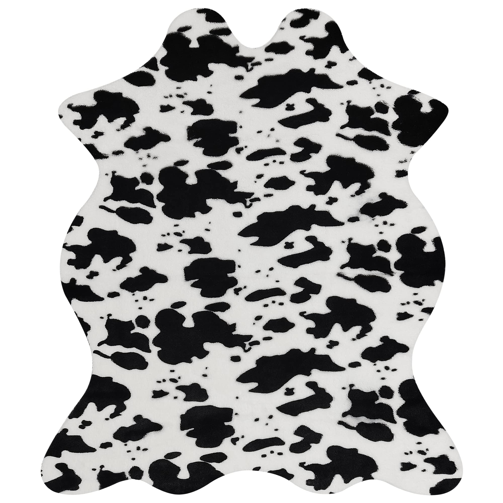 Aoczes Cute Cow Print Rug Black and White Small Faux Cowhide Area Rug Animal Print Carpet for Table Bedroom Living Room Western Home Decor Mat,