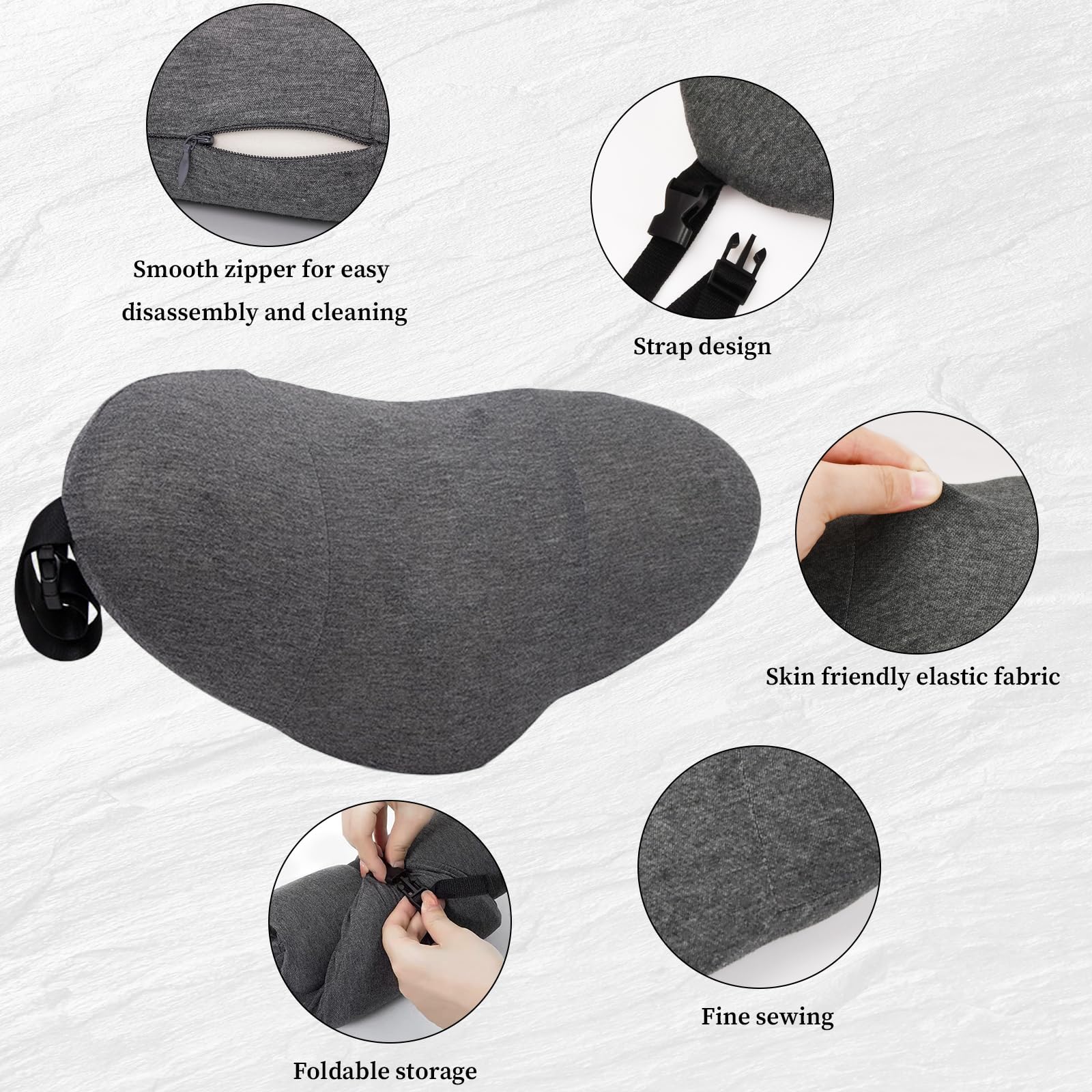 Cuscino lombare in memory foam, cuscino lombare ortopedico sollievo dal dolore alla parte bassa della schiena, design ergonomico, per letto lombare, divano, sedia, auto e sedia da ufficio