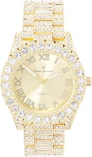 Women's Big Rocks Bezel Colored Dial with Roman Numerals Fully Iced Out Watch - ST10327LA