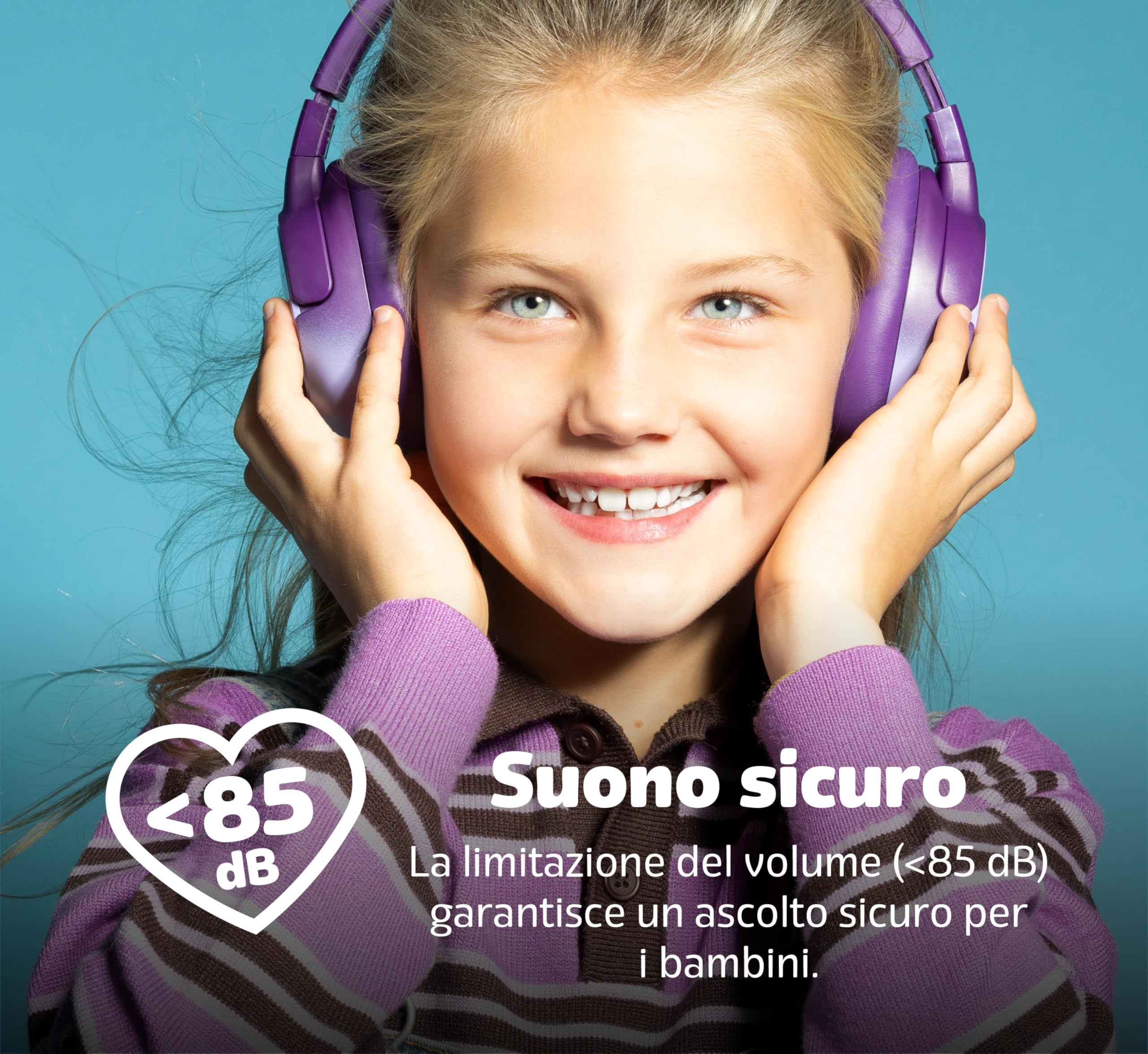 Fresh 'n Rebel Clam Junior, Cuffie Bluetooth per Bambini con Cancellazione Attiva del Rumore, suono sicuro (<85dB), Cavo audio e Adesivi inclusi, Effetti LED. 60 ore di riproduzione (Mighty Magic)