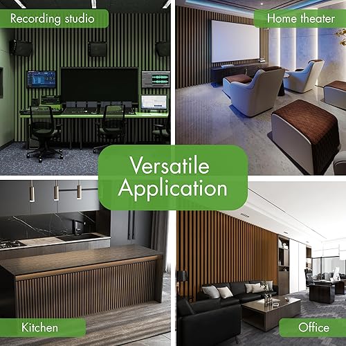 Miniatura 9 de Art3d Paquete de 4 paneles de listones de madera insonorizados de 12 x 93 pulgadas, paneles de pared acústicos de 31 pies cuadrados, paneles de