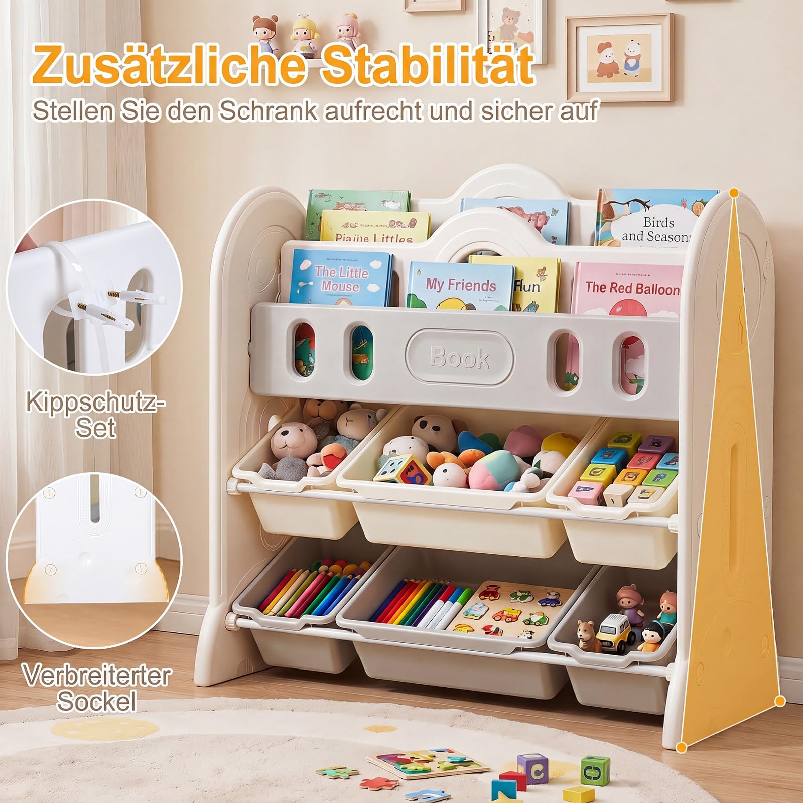 COSTWAY 4-poziomowy regał na zabawki dla dzieci, regał na książki Montessori