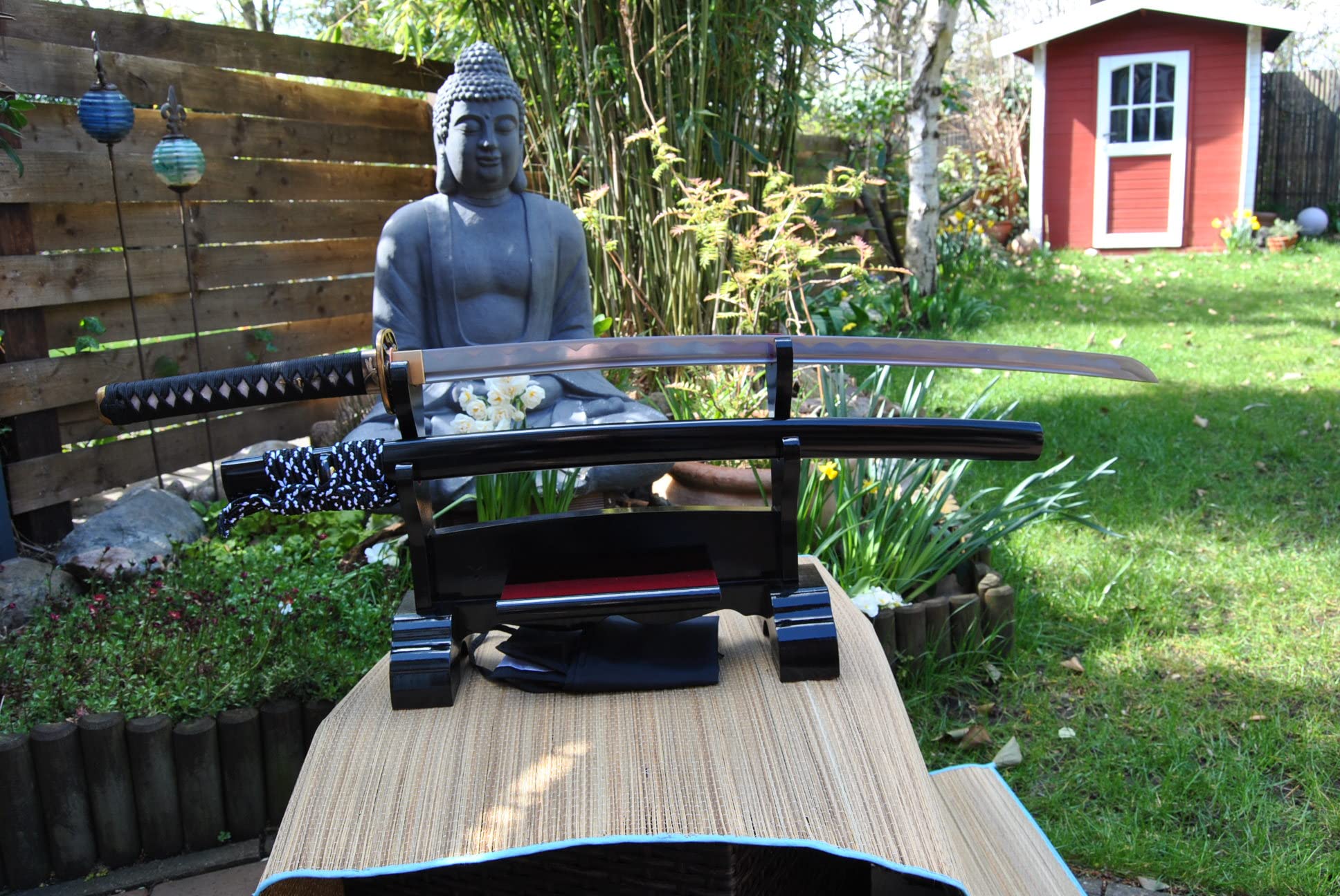 Samurai Oriole Katana Schwerter - scharf, echt & handgeschmiedet - gefaltetes Katana Schwert ohne Ständer - echtes Japanisches Samurai Sword aus Kohlenstoffstahl - Japan Deko Katanas