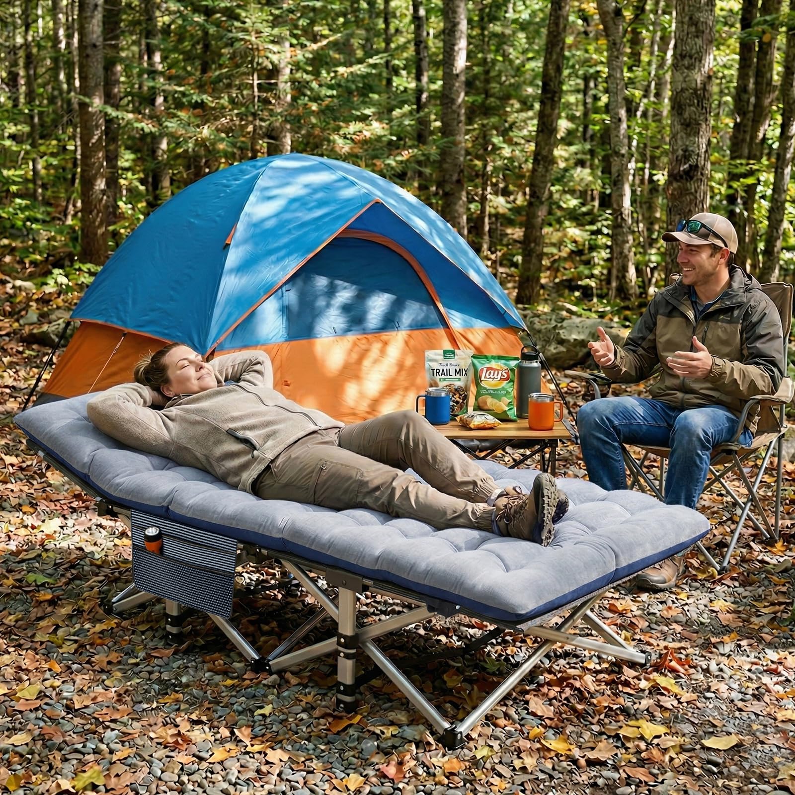 ABORON Catre Plegable XXL de Gran tamaño, 78 Pulgadas de Largo x 32 Pulgadas de Ancho x 18 Pulgadas de Alto, Cama Resistente para Exteriores con Bolsa de Transporte, 1200 cunas de Campamento de Viaje