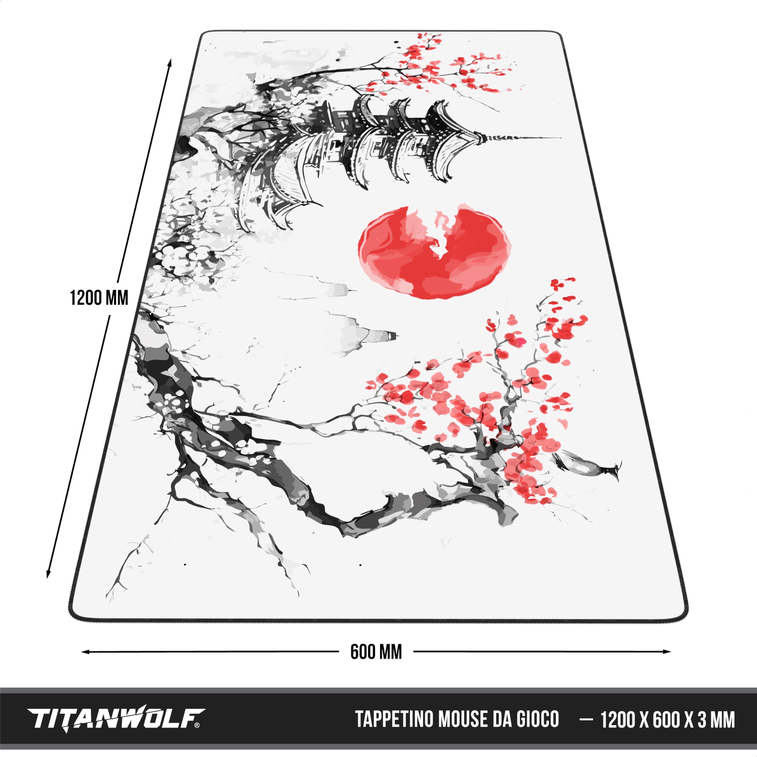 TITANWOLF Tappetino per Mouse XXL 1200 x 600 – Office Mousepad – Controllo preciso del Mouse migliora la velocità e la precisione – Tenuta Stabile – Lavabile – Sottomano per Ufficio e casa