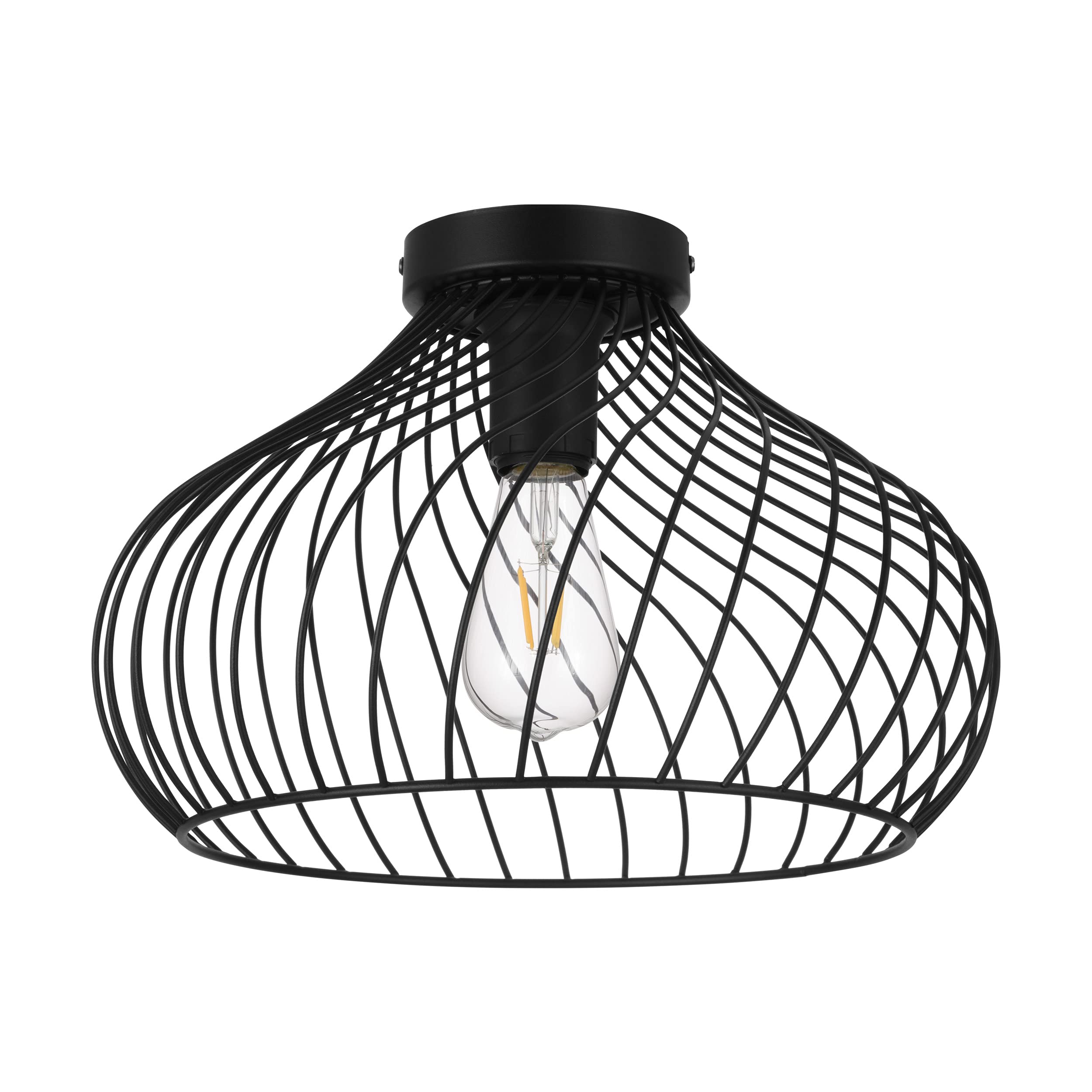 Eglo Flush Ceiling Light Staverton, Lighting Made of Black Metal, Bedroom and Hallway lamp, E27 Socket