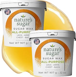 Nature’s Sugar – Beginner-Friendly Vegan All-Purpose Sugar Wax for Hair Removal – Natural Body Sugaring Paste for Legs, Arms, Underarm, Back, Bikini & Sensitive Areas for All Skin Types – 32oz, 2 Pack