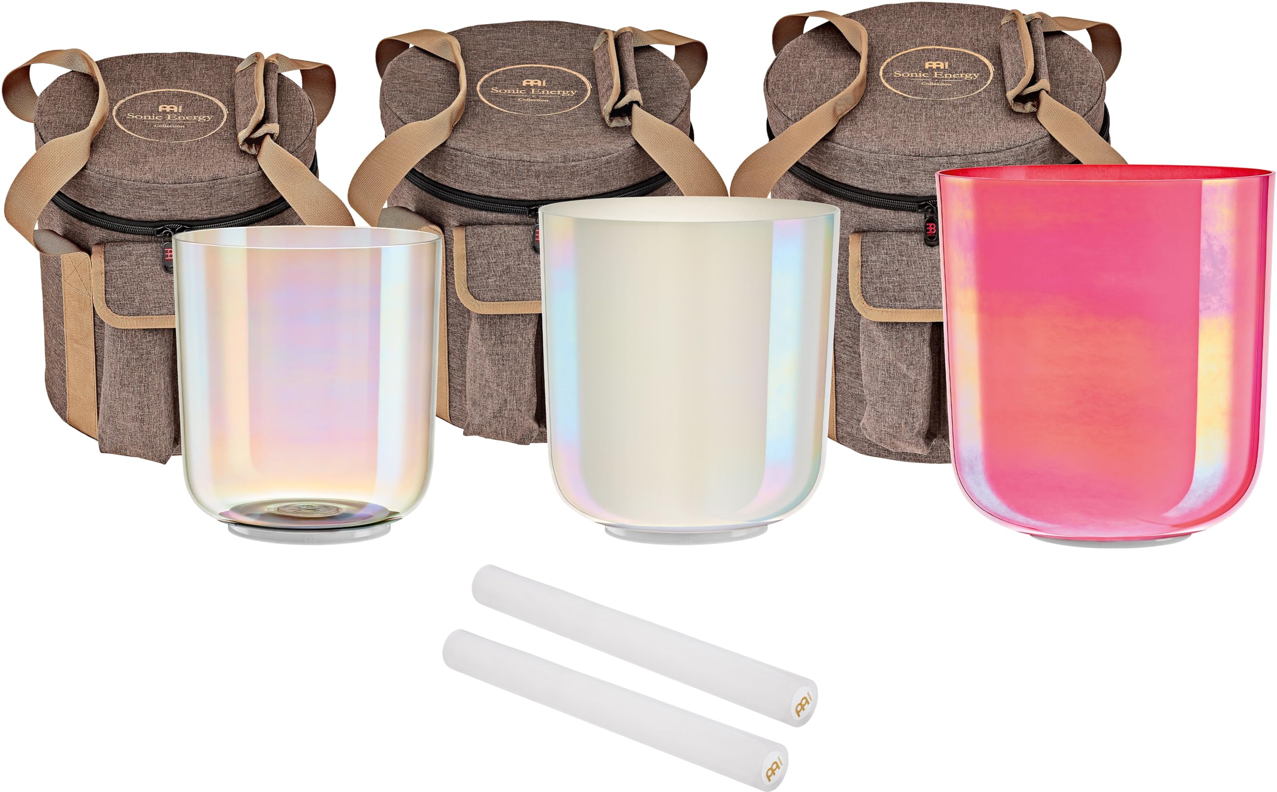 Sonic Energy Set di campane tibetane in cristallo, 440 Hz, tono E4/H3/G3, per meditazione, yoga, guarigione del suono (ECSBSETEBG)