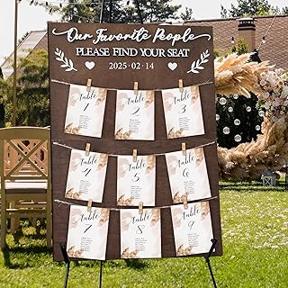 OurWarm Wedding Seating Chart with Easel Display Stand, Rustic Seating C...