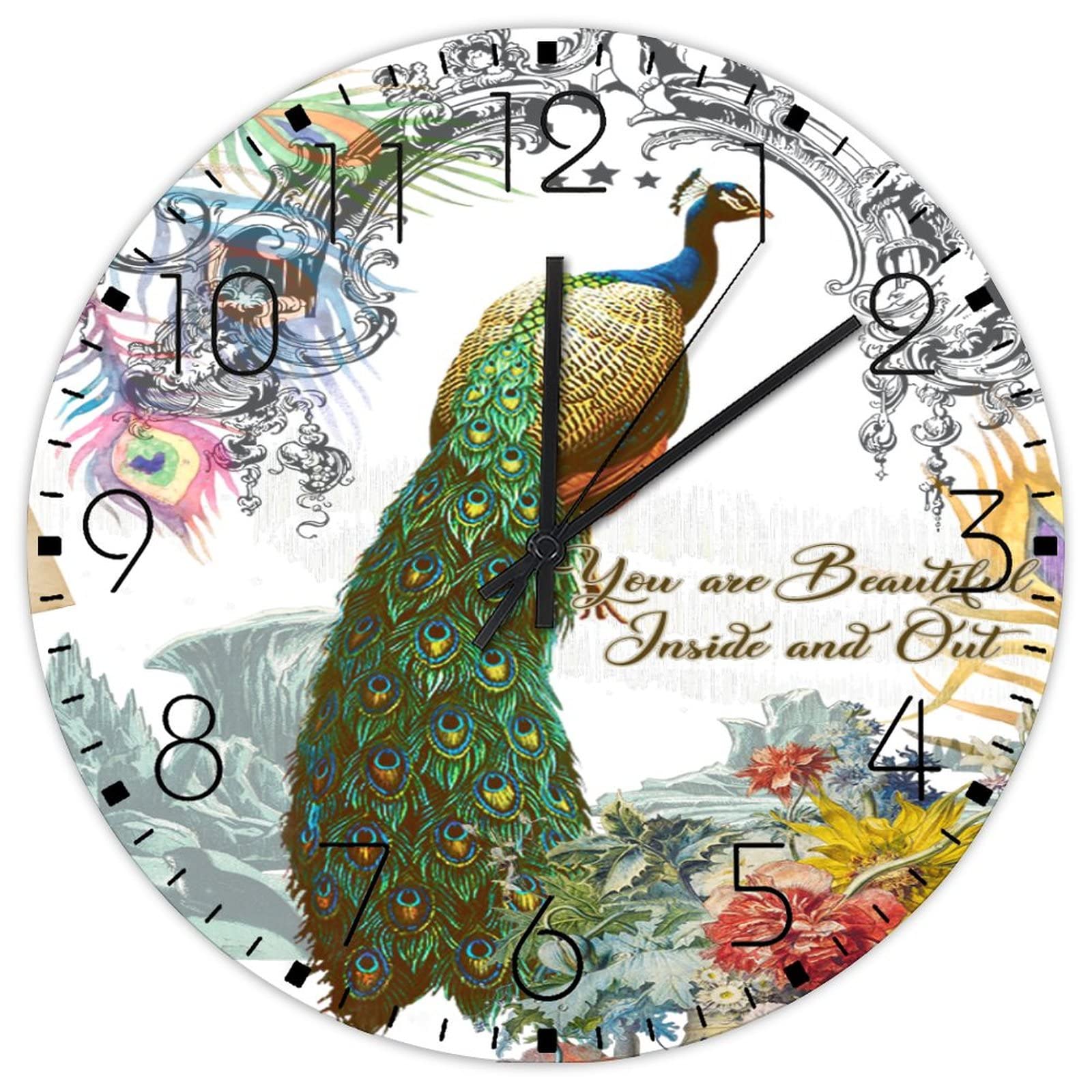 Horloge murale bois colorée You Are Beautiful décoration bienveillante et apaisante