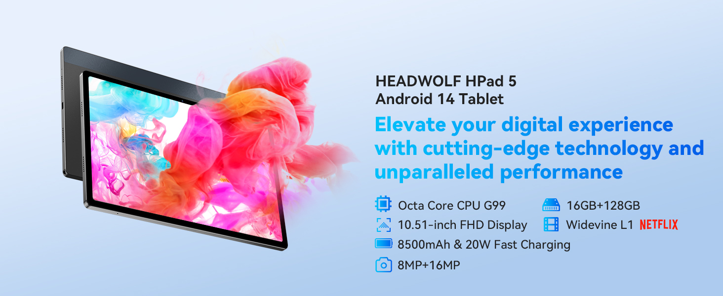 Amazon.com : Headwolf Android 14 Tablet, HPad5 Octa Core 