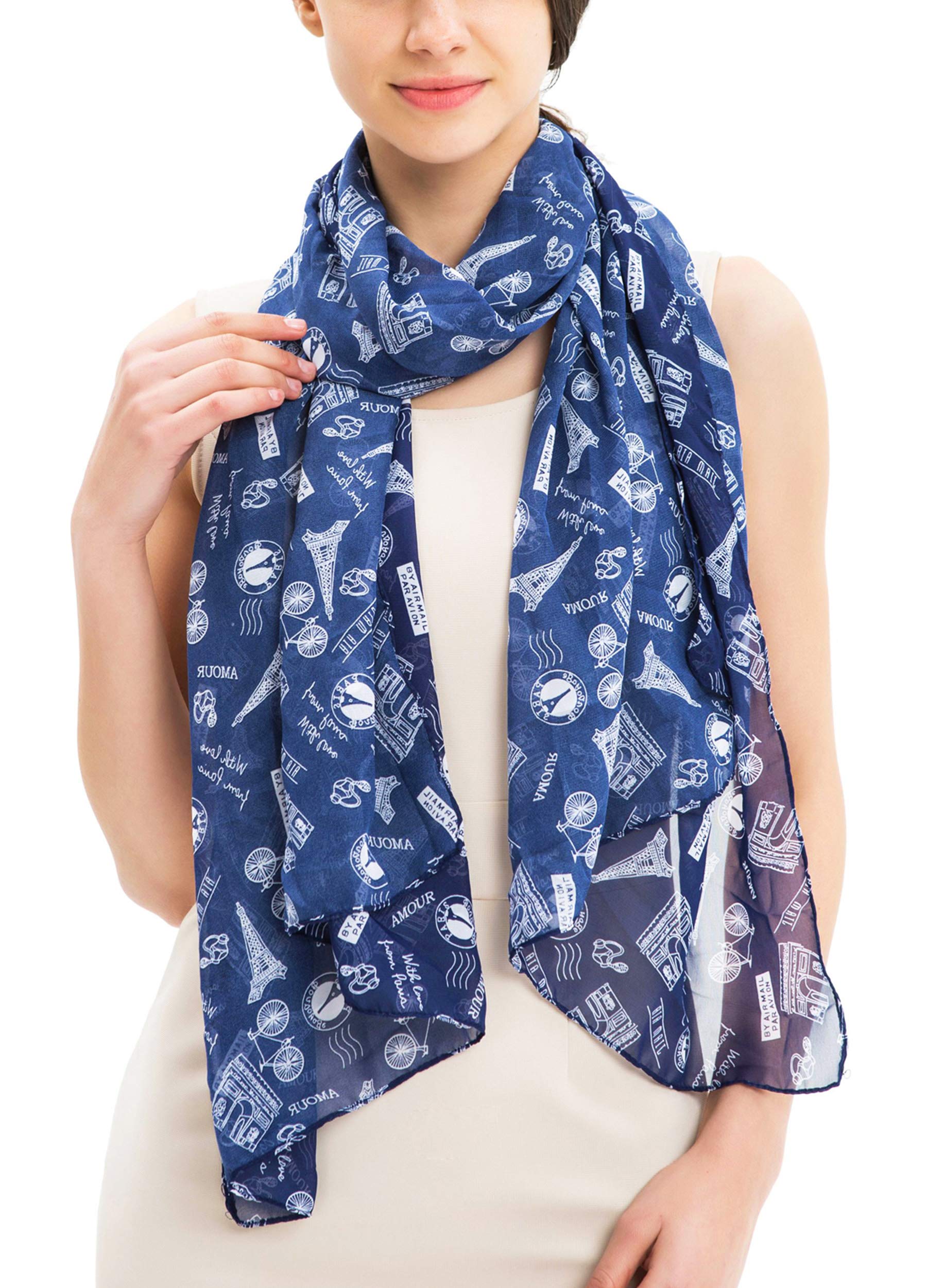 Sugar ShoreChiffon Scarf for Women Lightweight Scarves Fashion Floral Print Scarfs Shawl For Lady Accessary Holiday Gifts