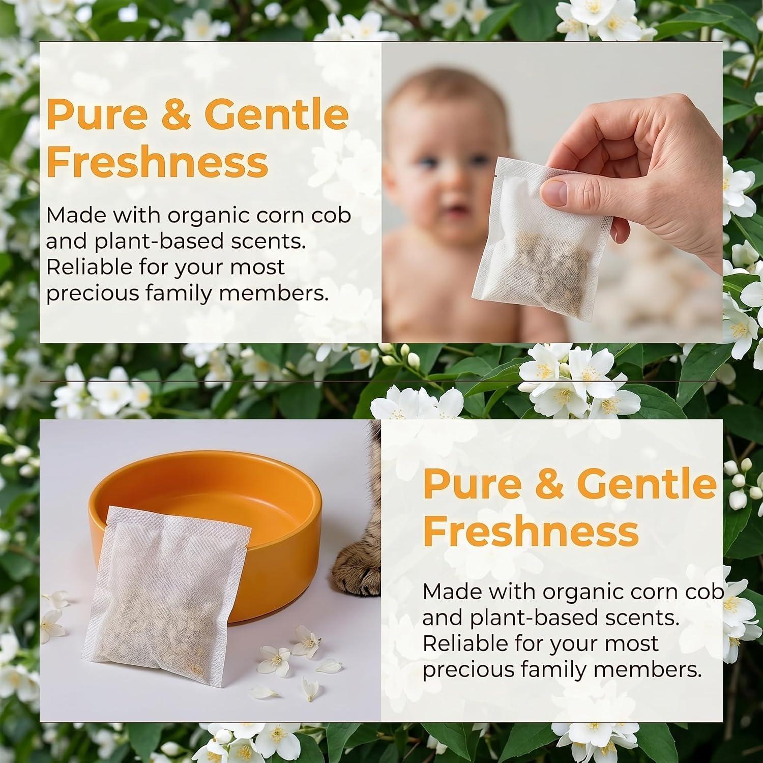 20 Packs Jasmine Scented Diaper Pail Deodorizer Refills, Natural Corn Cob Odor Absorber for Munchkin Step & Pail, Odor Eliminator, Calming Nursery Freshener