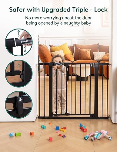 Miniatura 5 de Babelio Puerta magnética para bebés de 29 a 43 pulgadas para escaleras, puertas, casa, cocina, puerta para mascotas de 30 pulgadas de alto con