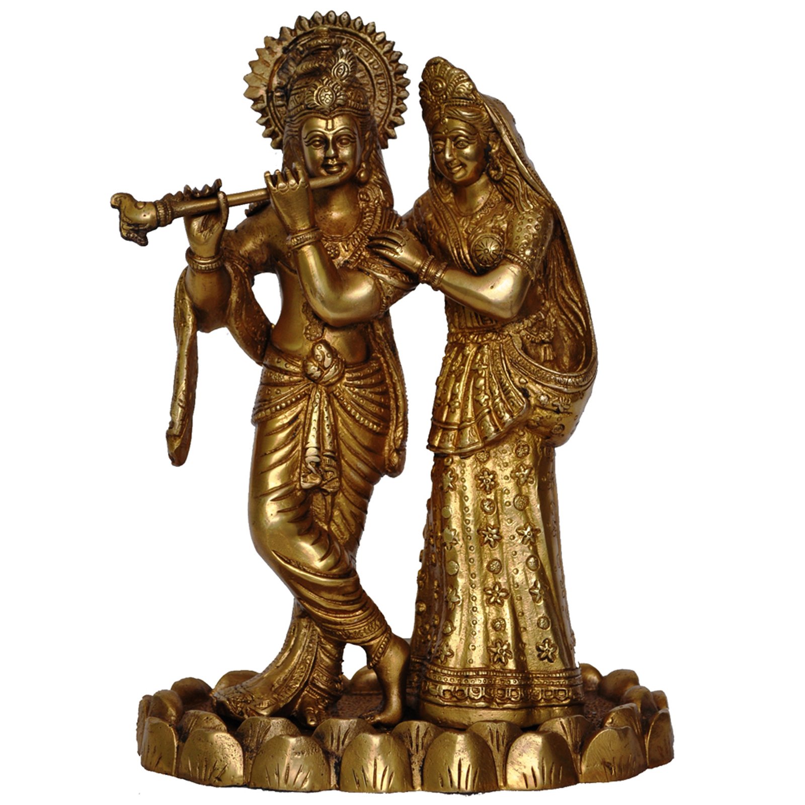 Statue de laiton Radha Krishan figurine decorative marron Royal Kurta