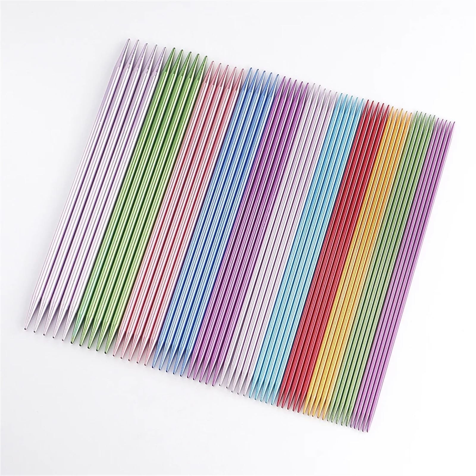 Stricknadeln 55-teiliges Doppelspitz-Stricknadel-Set aus Aluminium, 20 cm Länge, mehrfarbig, Strick- und Häkelzubehör for Anfänger, handgefertigt