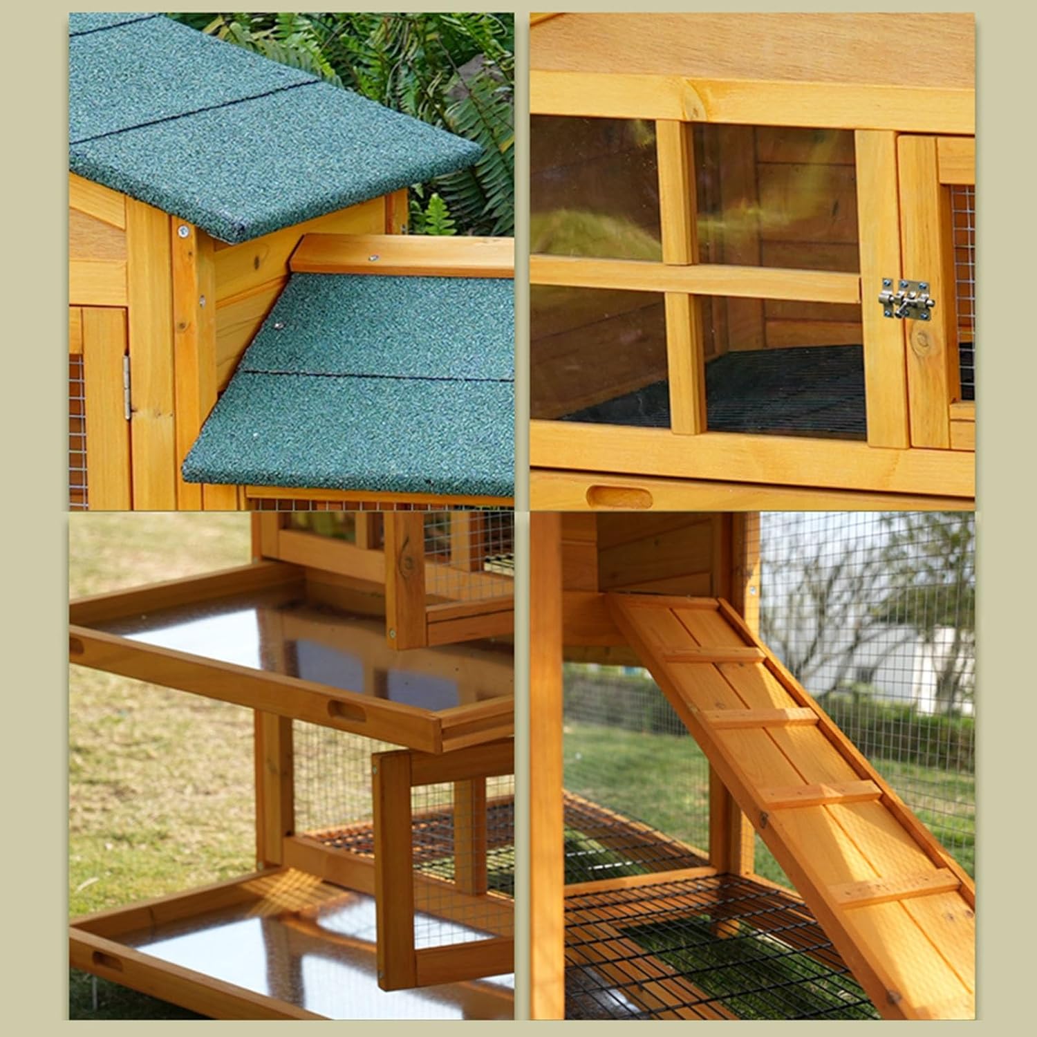Cat Cage, Rabbit Cage, Outdoor Rabbit Cage, 2-Tier Indoor Chicken Coop with Ramp and Waterproof Roof for Dogs, Chickens, Quail, Rabbits (C2 180 * 94CM)