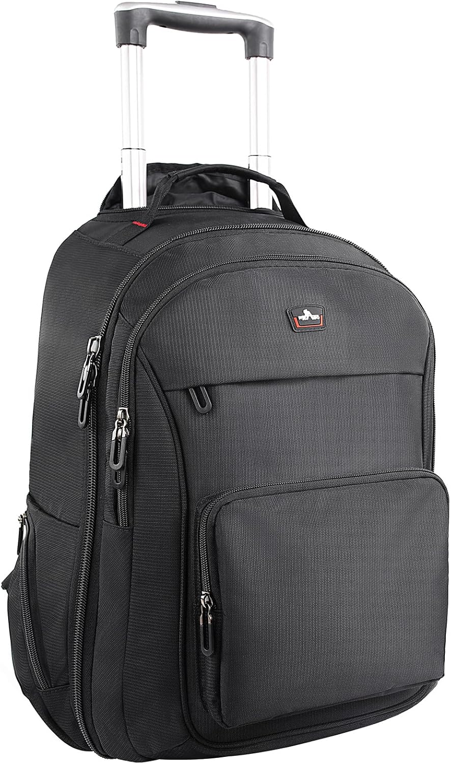 WIRABO Rolling Backpack 15.6 inch Laptop Backpack with Wheels Travel Wheeled Backpack Business Carry on Luggage Trolley Suitcase for Men Women Adults Computer Bag Black