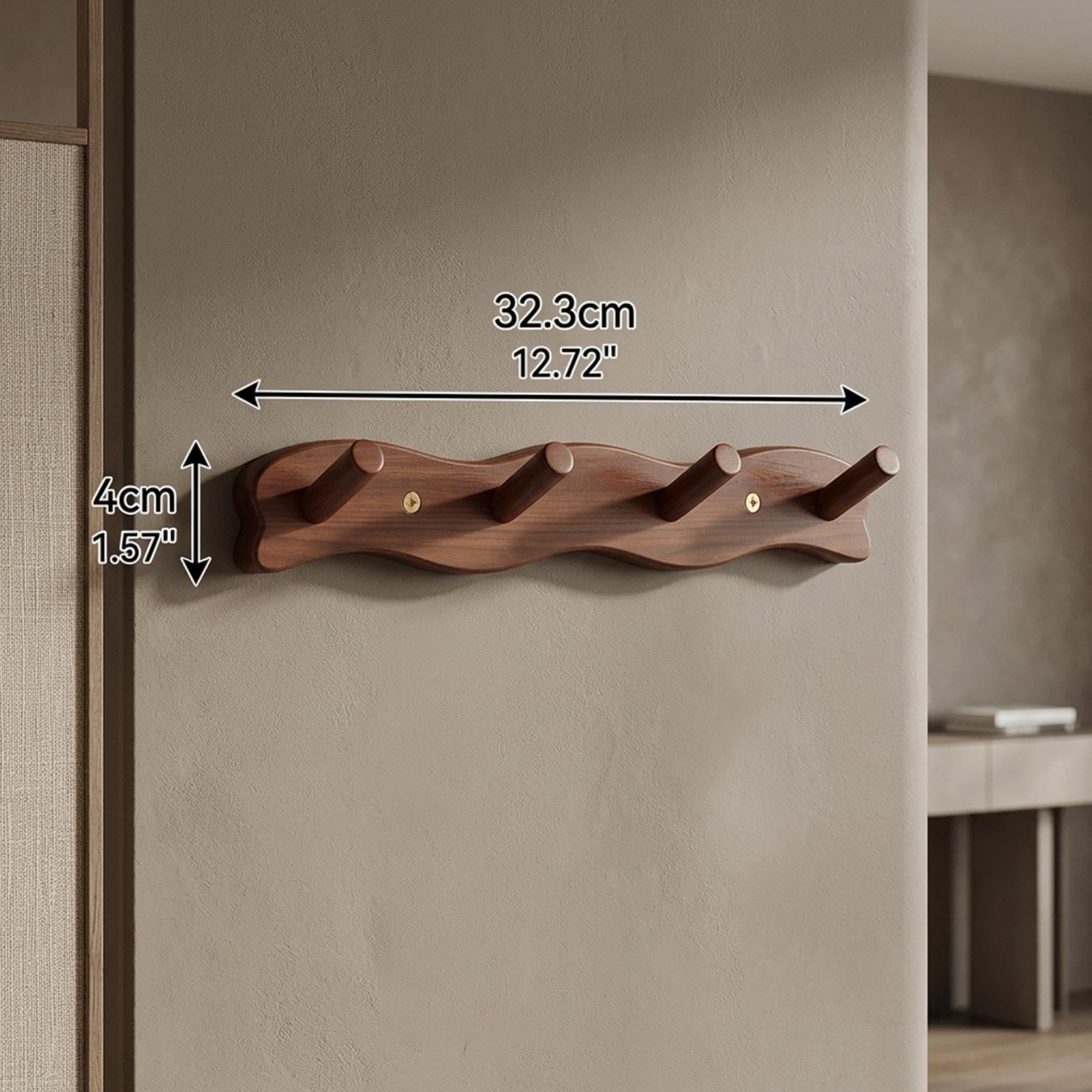 Estante de pared con 4, 6 u 8 ganchos, estante flotante de madera de pino