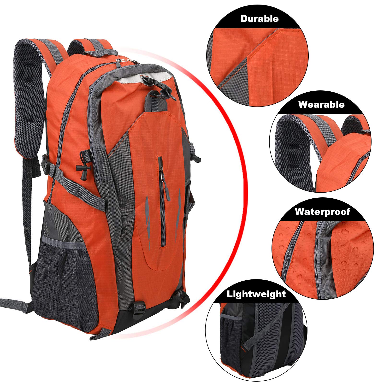 バックパック 防水 耐磨性    ハンドバッグ  ジッパー付き　60L　オレンジ Amazon.co.jp: ラップトップバックパック、リュックサック