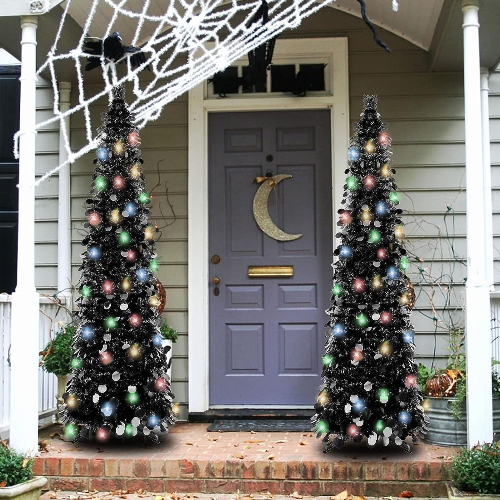 5FT Black Pop Up Christmas Tree, Collapsible Artificial Christmas Tree