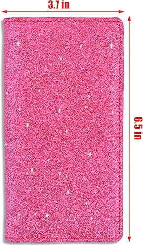 Miniatura 2 de Sanlykate Funda para chequera con purpurina para niñas y mujeres, bloqueo RFID, piel sintética, funda estándar para libro de cheques con insertos
