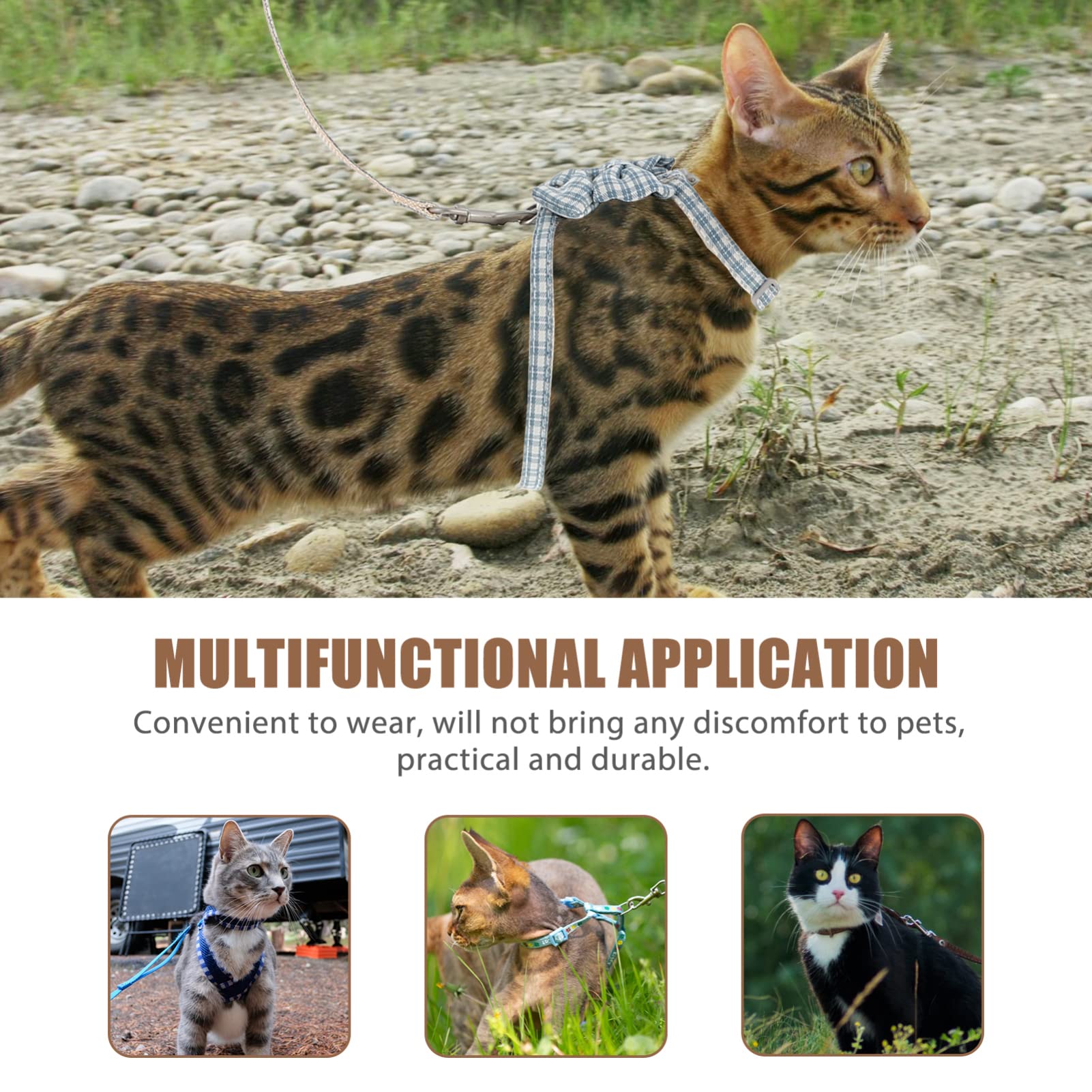 POPETPOP 4sets Pettorina Regolabile Per Gatti Con Guinzaglio Di Traction Leash Per Cani e Gattini Design Comfortevole e Stile Alla Moda Per Passeggiate Sicure