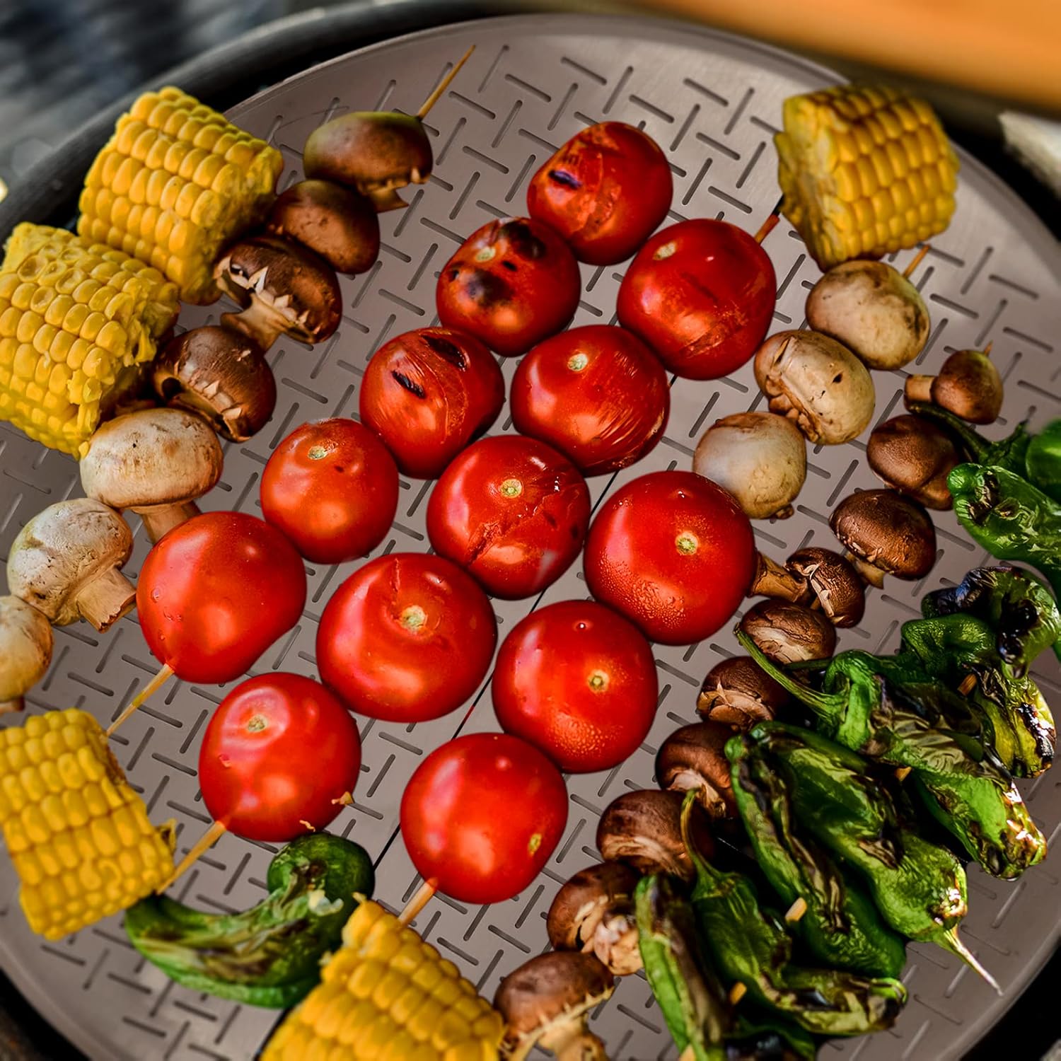 Vankey 24in Half-Moon Stainless Steel Cooking Grate for Kamado Big Joe, Surface for Fish and Vegetables Compatible with XLarge Big Size Green Egg