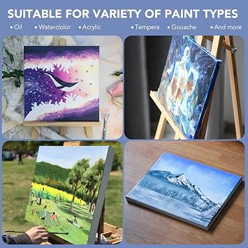 Stretched Canvases for Painting, 8PCS Multi Pack Canvas 3x5, 5x7, 8x10, 10x12(2 of Each), Acid-Free Wood Frame Blank Canvas, Art Canvas Pre Primed for Acrylic, Oil Painting, Tempera Paintings.