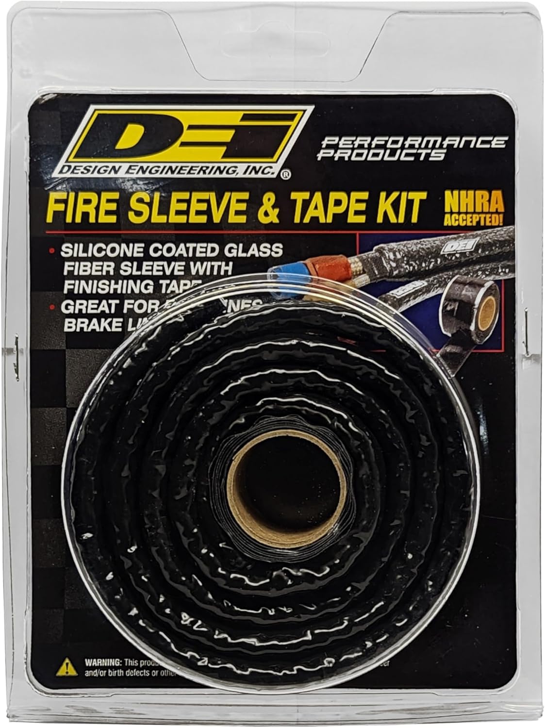 Design Engineering Fire Sleeve and Tape Kit 3/8" I.D. x 3ft – High-Temperature Heat Protection for Wires, Hoses, Cables, Tubing, and Electrical Components