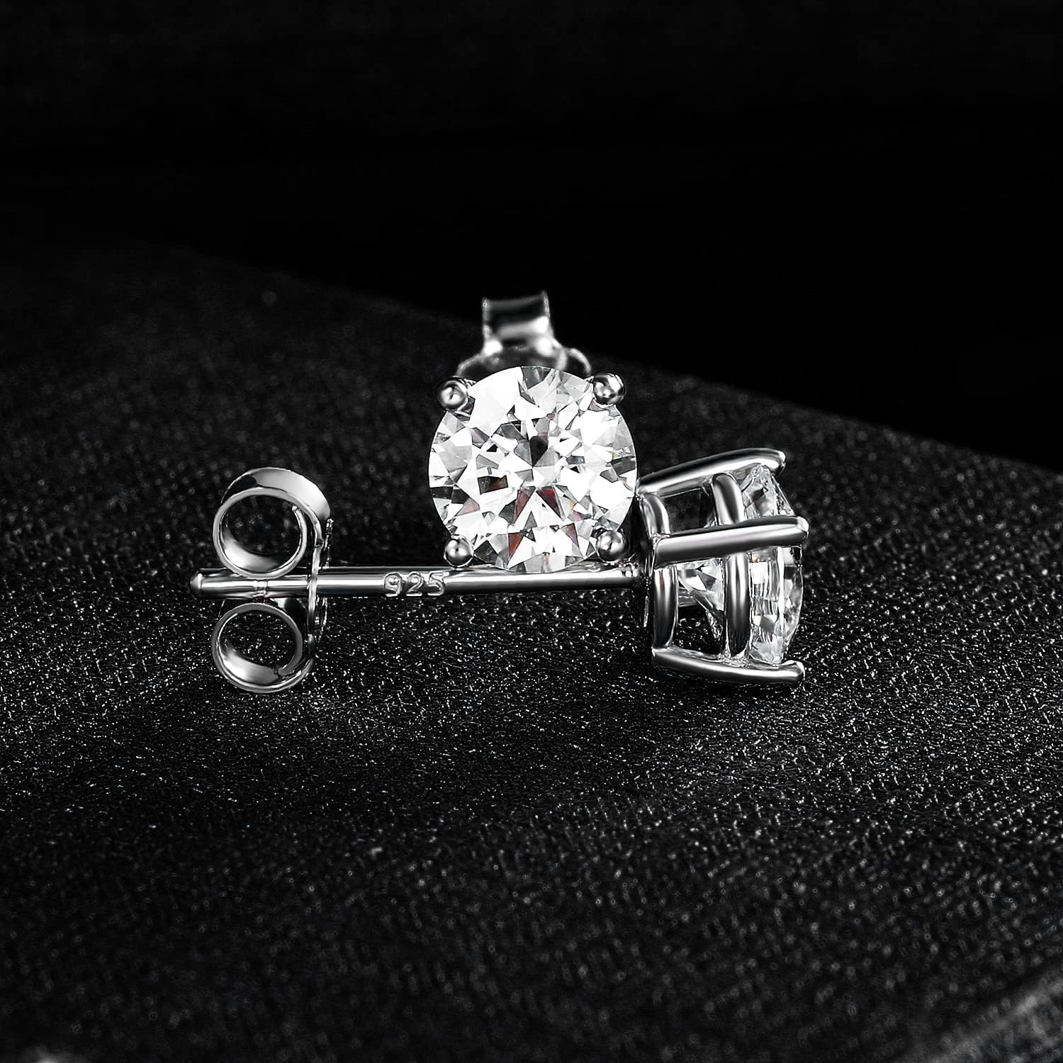 MDFUN S925 Sterling Silver Moissanite Stud Earrings Set 4 Prong Round Synthetic Moissanite Stud Earring Multiple Pack