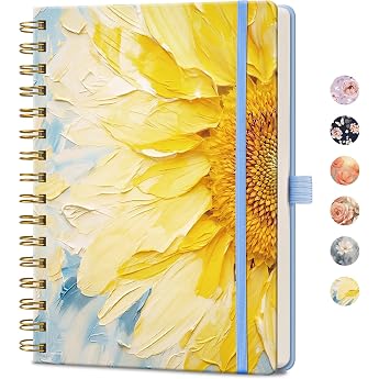 A5 Ruled Spiral Notebook 160 Pages Oil Half Sunflower