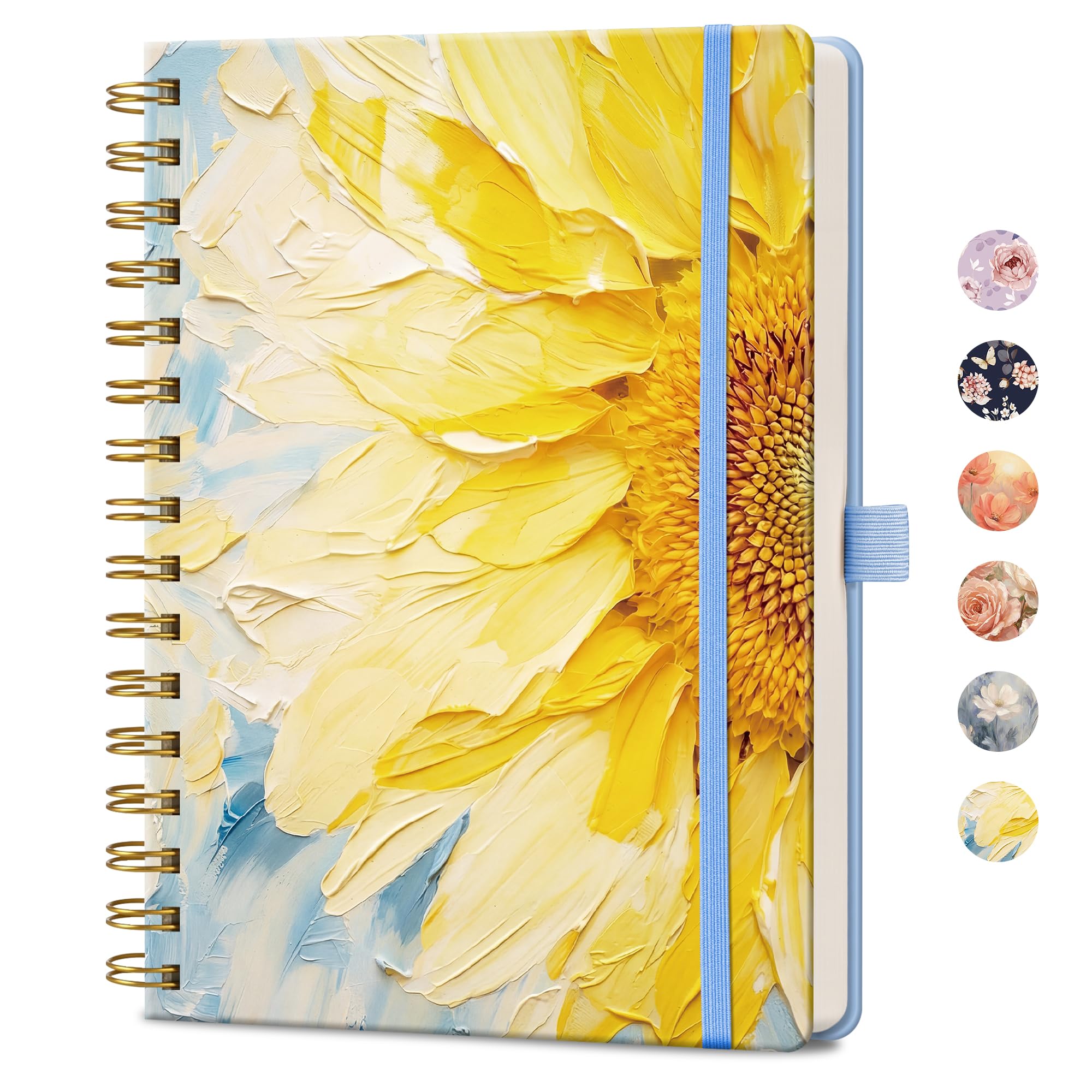 AUTEMPO A5 Spiral Notebook, 160 Lined Pages, Hardcover, Vibrant Sunflower