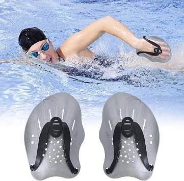 Pair of Swimming Hand Paddles, Gray Swim Paddles with Adjustable Straps, Hand Paddles for Swimming Training Adult, Swim Training Equipment