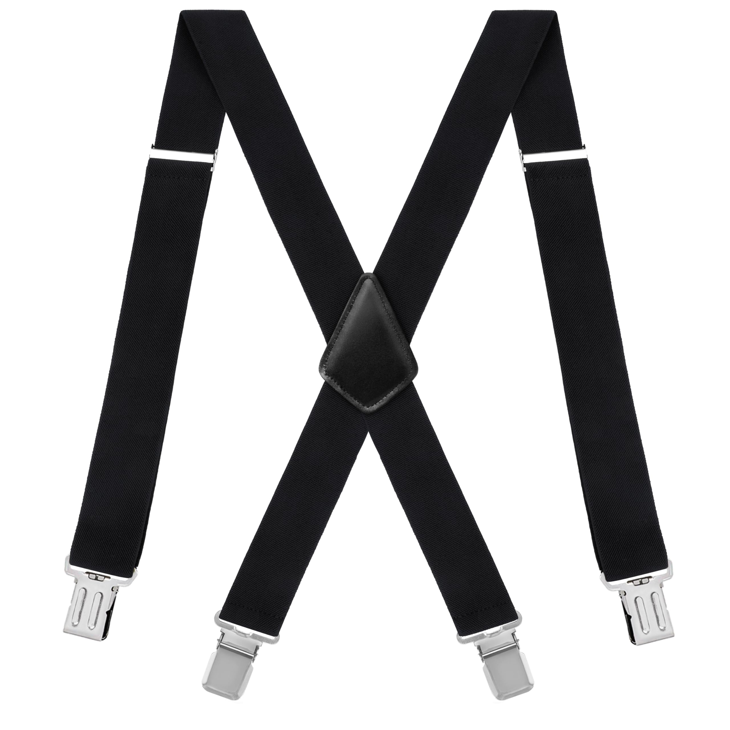 Photo 1 of Fasker Mens Suspenders X-Back Wide Adjustable Solid Straight Heavy Duty Clip Suspenders for Men Women, X-Back Navy Blue
