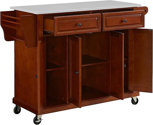 Vista 66 de Crosley Furniture isla de cocina con ruedas, Madera, Blanco