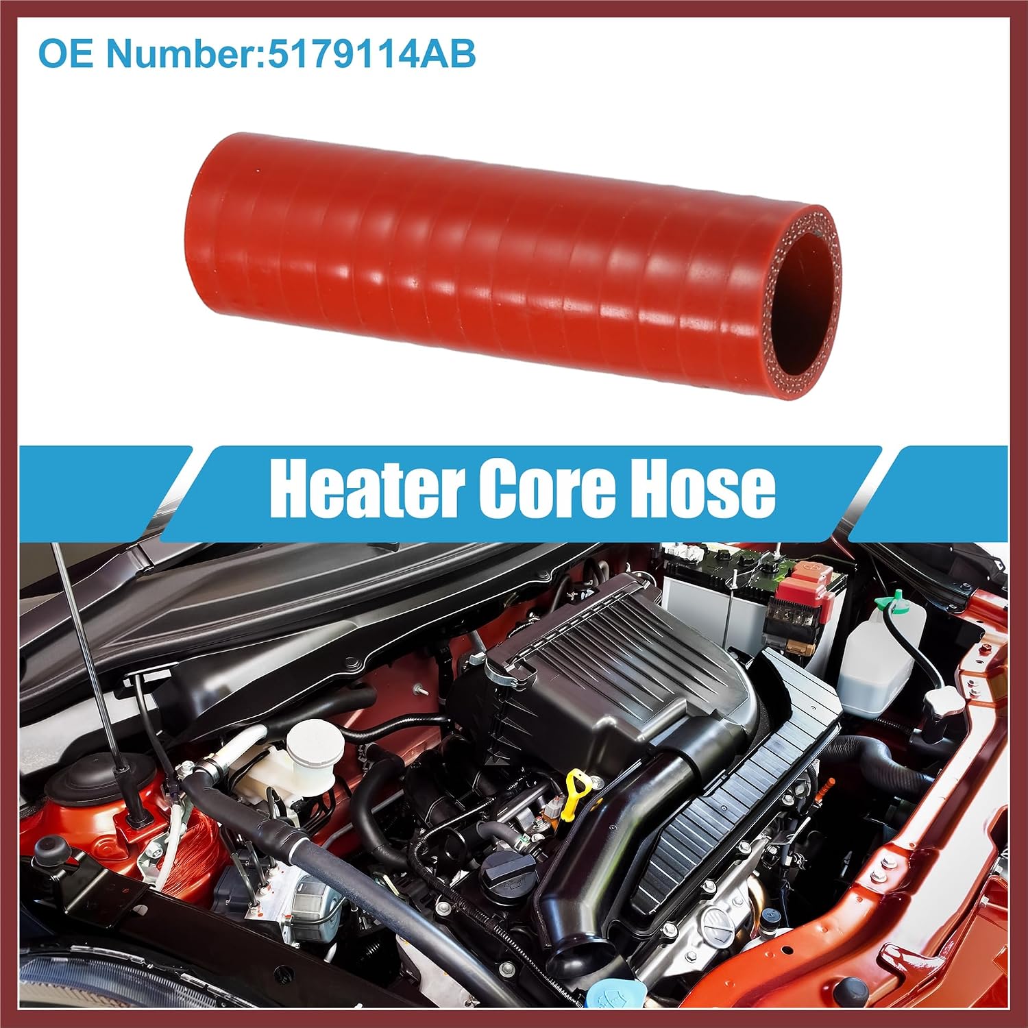 Heater Core Hose 5179114AB for Dodge for Ram 2500 5.9L L6-Diesel 2006-2009 Rubber Red Replace Parts