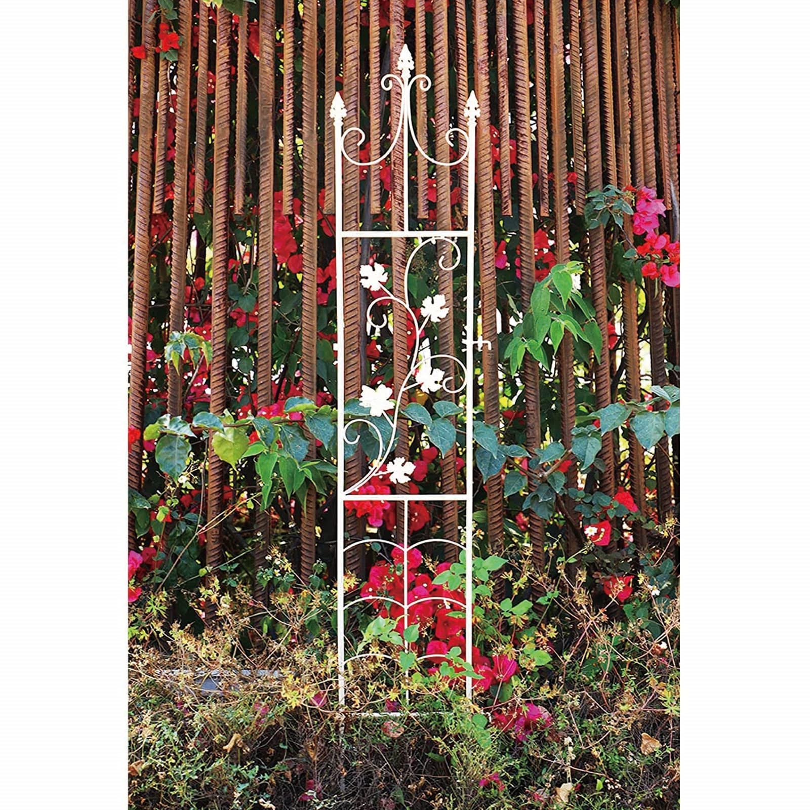 Traliccio da giardino, in ferro nero, antiruggine, supporto decorativo per piante rampicanti e fiori, durevole ed elegante