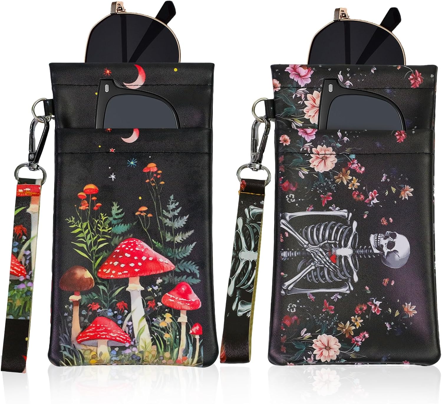 Double Eyeglass Case Soft Dual Glasses Case for Women Men Travel Squeeze Top Sunglasses Cases Eyeglasses Pouch